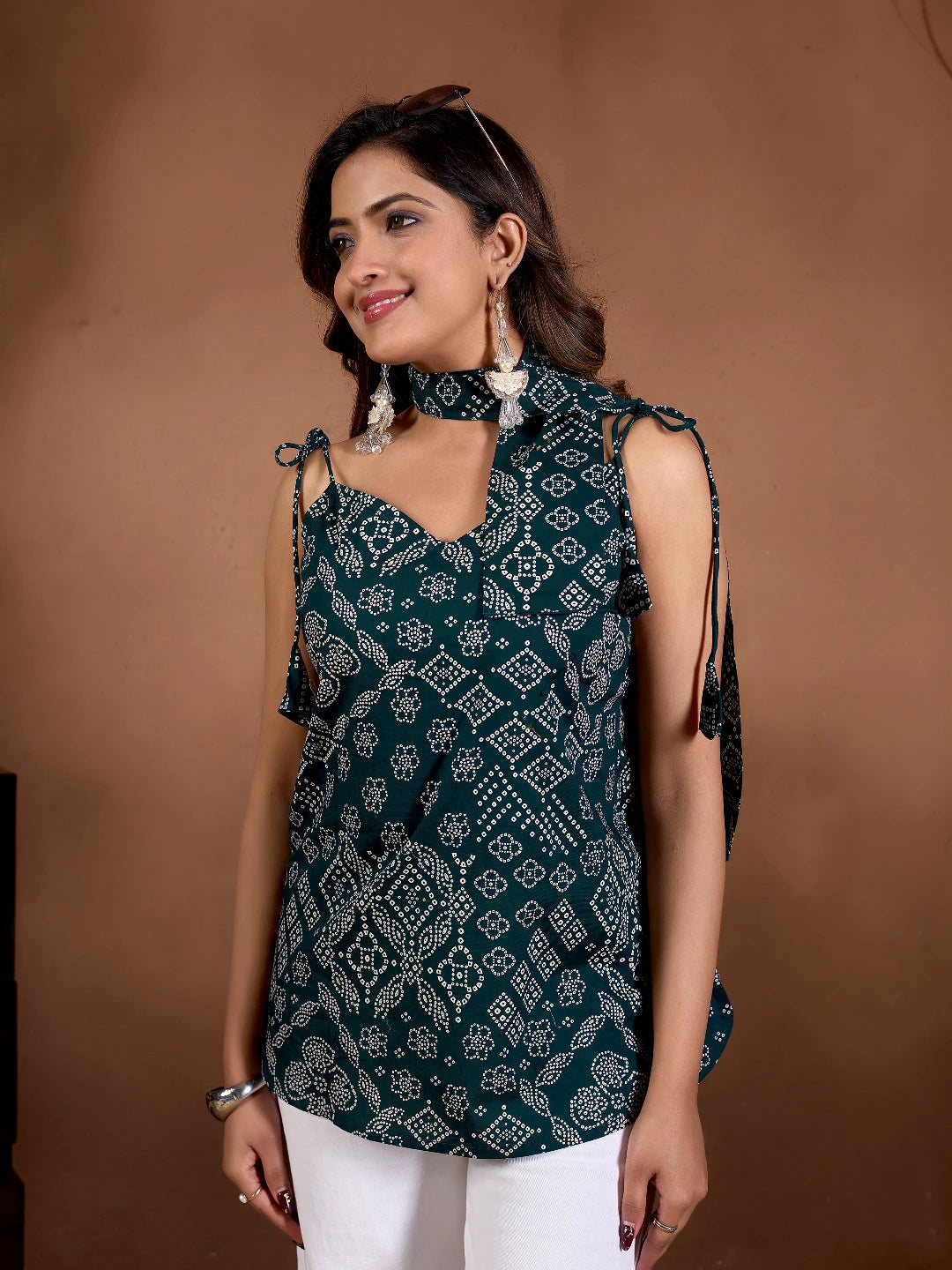 Ziva Teal Cotton Corset-Style Lace-Up Back Kurti