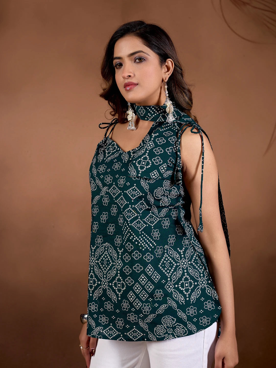 Ziva Teal Cotton Corset-Style Lace-Up Back Kurti