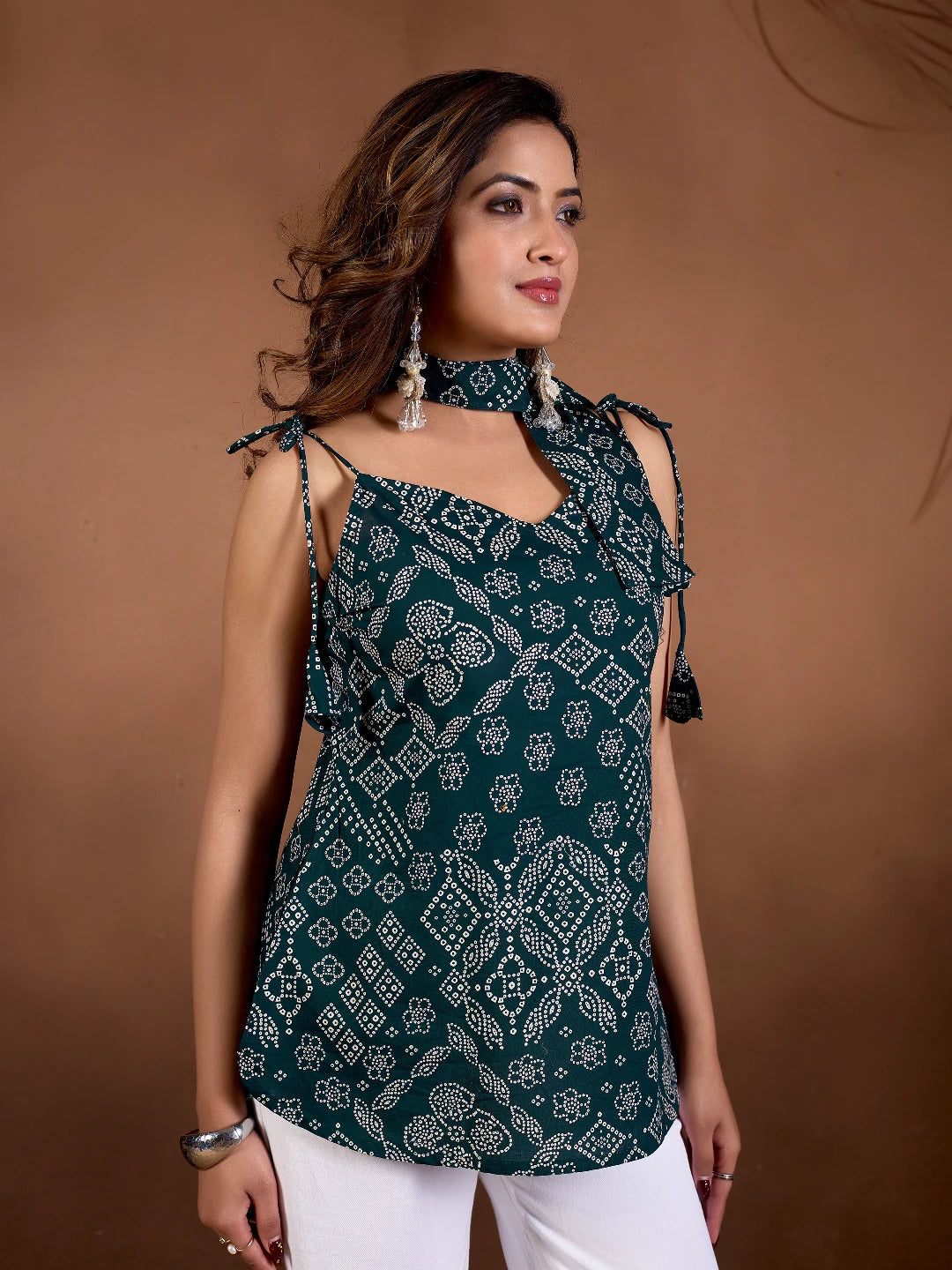 Ziva Teal Cotton Corset-Style Lace-Up Back Kurti