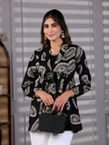 Rivaa Black Cotton V-Neck Kurti for Women