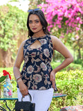 Shanaya Navy Blue Cotton Back Tie-Up Kurti