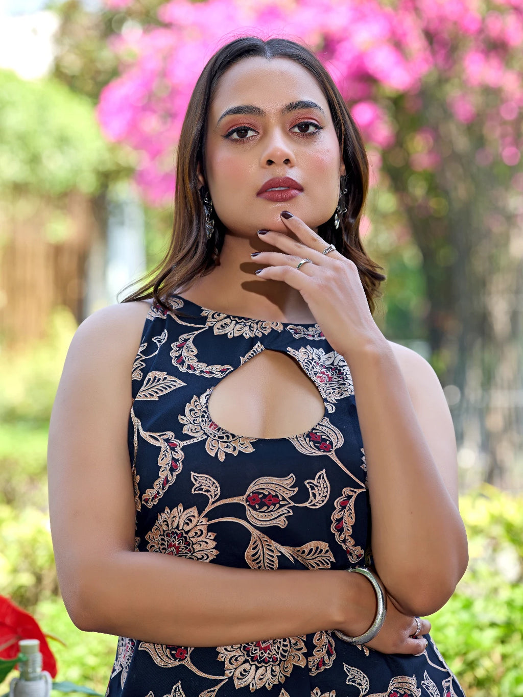 Shanaya Navy Blue Cotton Back Tie-Up Kurti