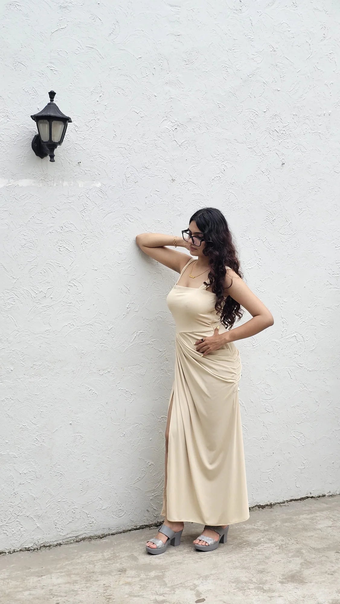 Aurora Cream Draped Maxi Dress