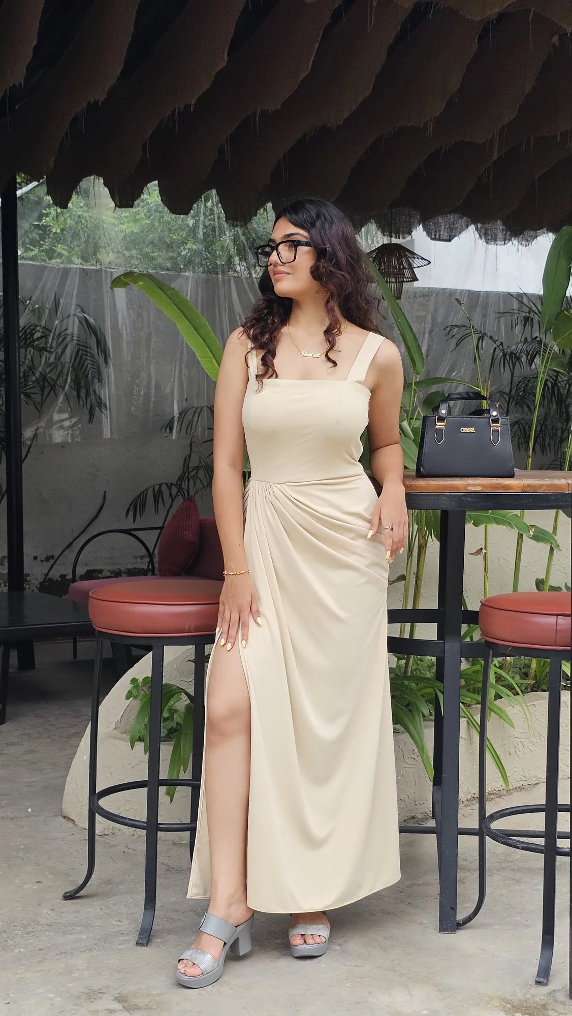 Aurora Cream Draped Maxi Dress