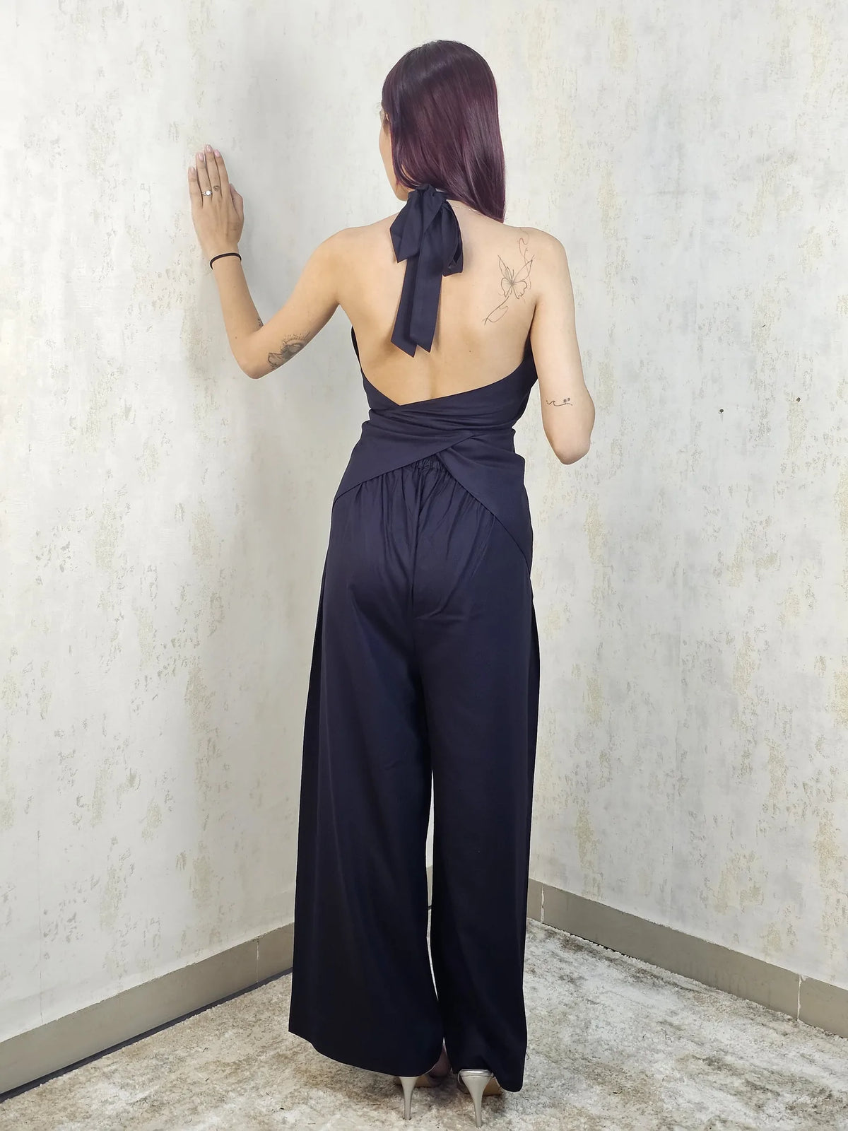 Selene Black Halter Wide-Leg Jumpsuit