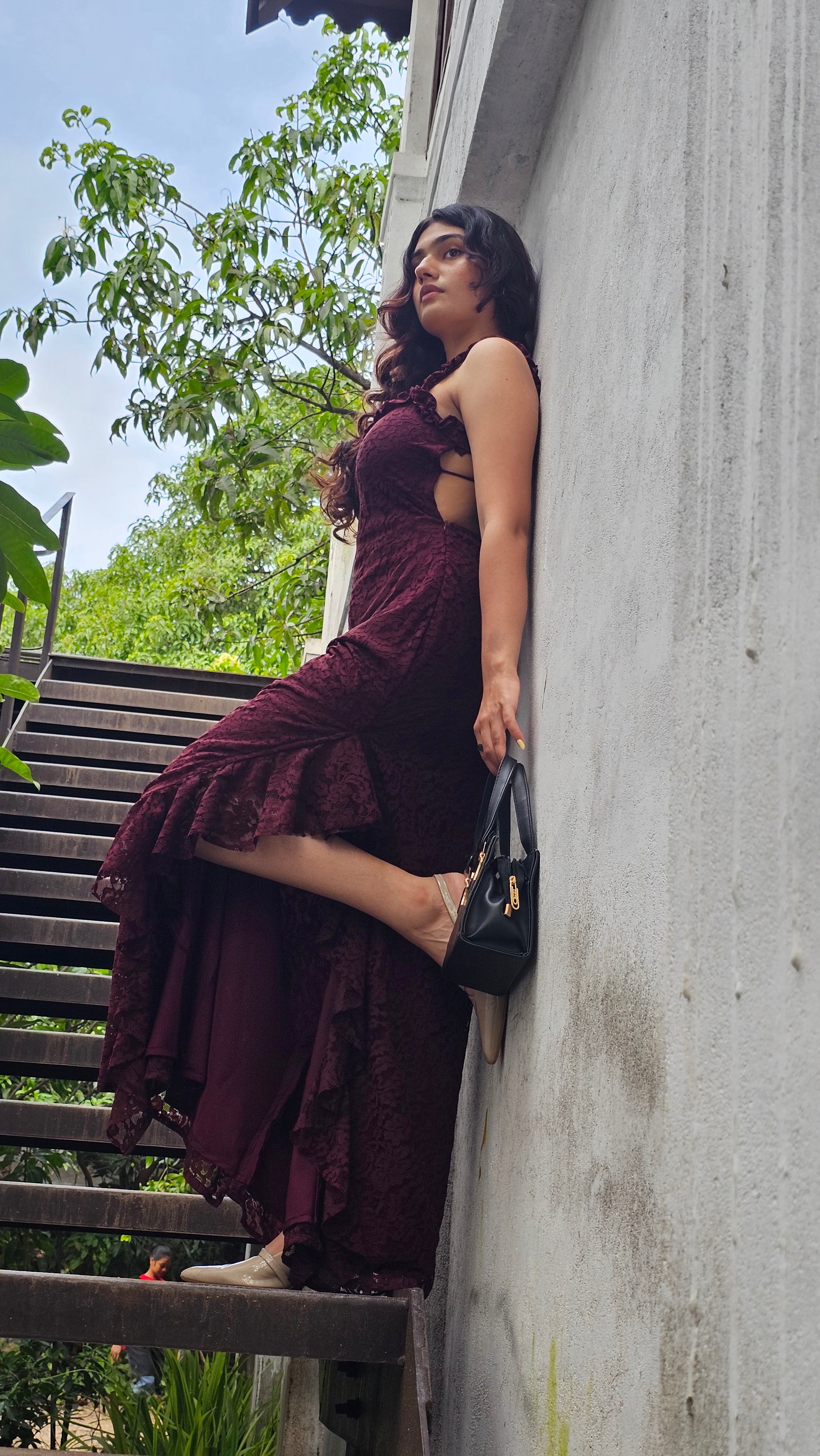 Raschel Backless Maxi Dress